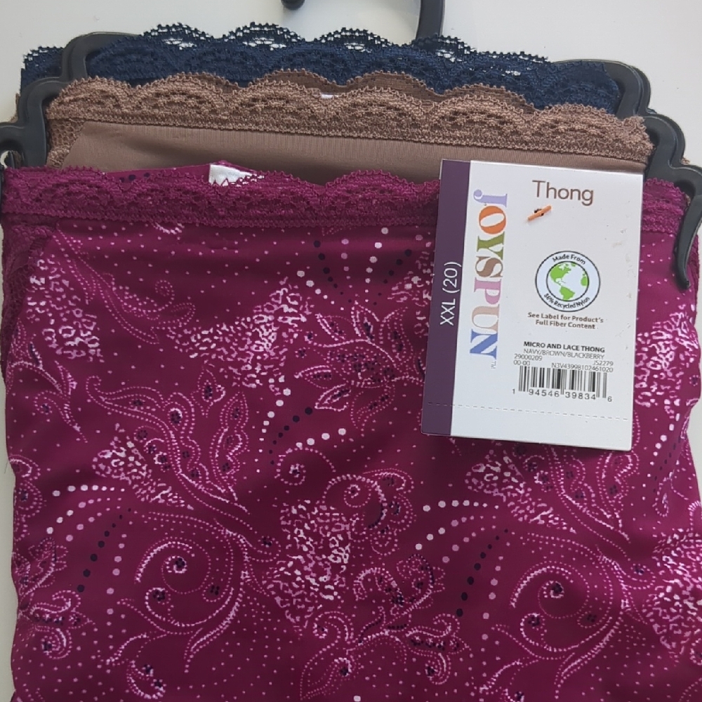 Joyce Fun Set Of Three Thongs In Magenta Brown Navy New With Tags Butter Soft